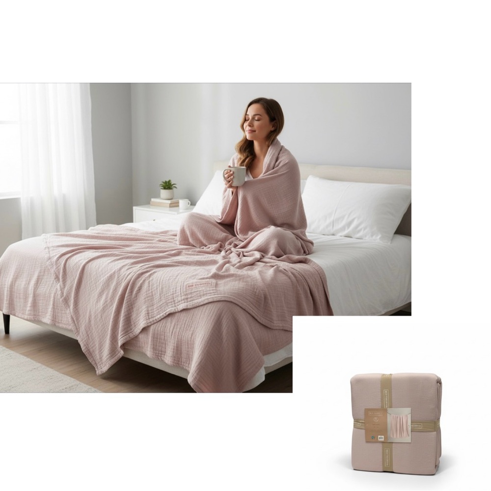 Bed Theory Co Queen Gauze Blanket Plush Reverse